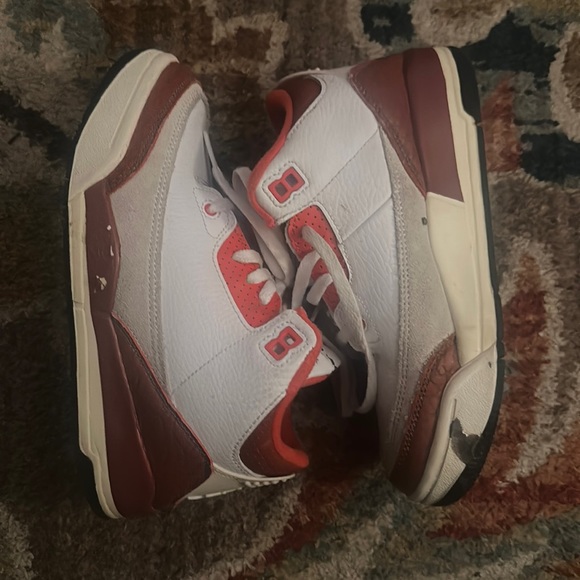 Burnt Orange and White Jordan 3 Air Nike Size 2Y - Picture 1 of 4